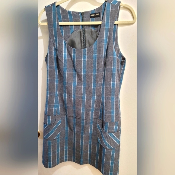 Guess Dresses & Skirts - Guess jeans large grey and teal blue lined mini dress/tunic with pockets